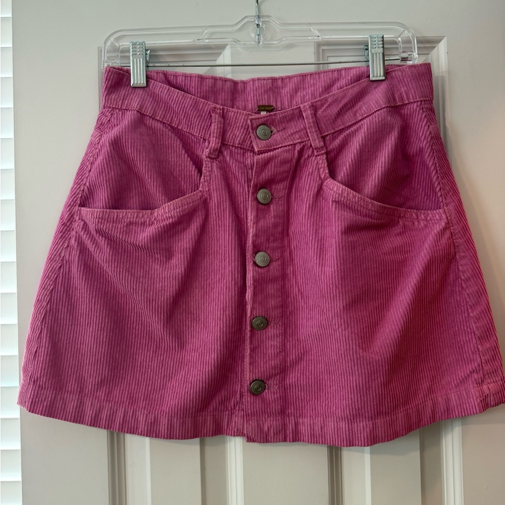 Free People Fuchsia Corduroy Mini Skirt